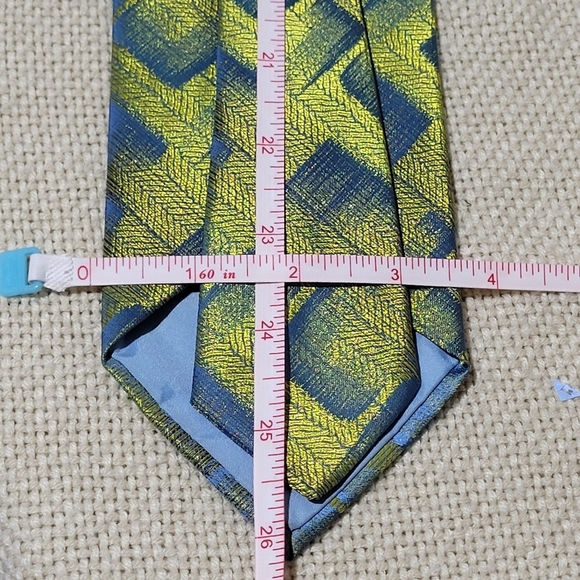 Wembley Necktie Shimmering Golden Yellow & Blue - Picture 5 of 5